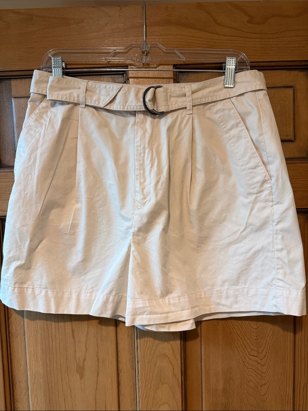 a new day Cream High-Rise Pleated Women's Shorts with Belt